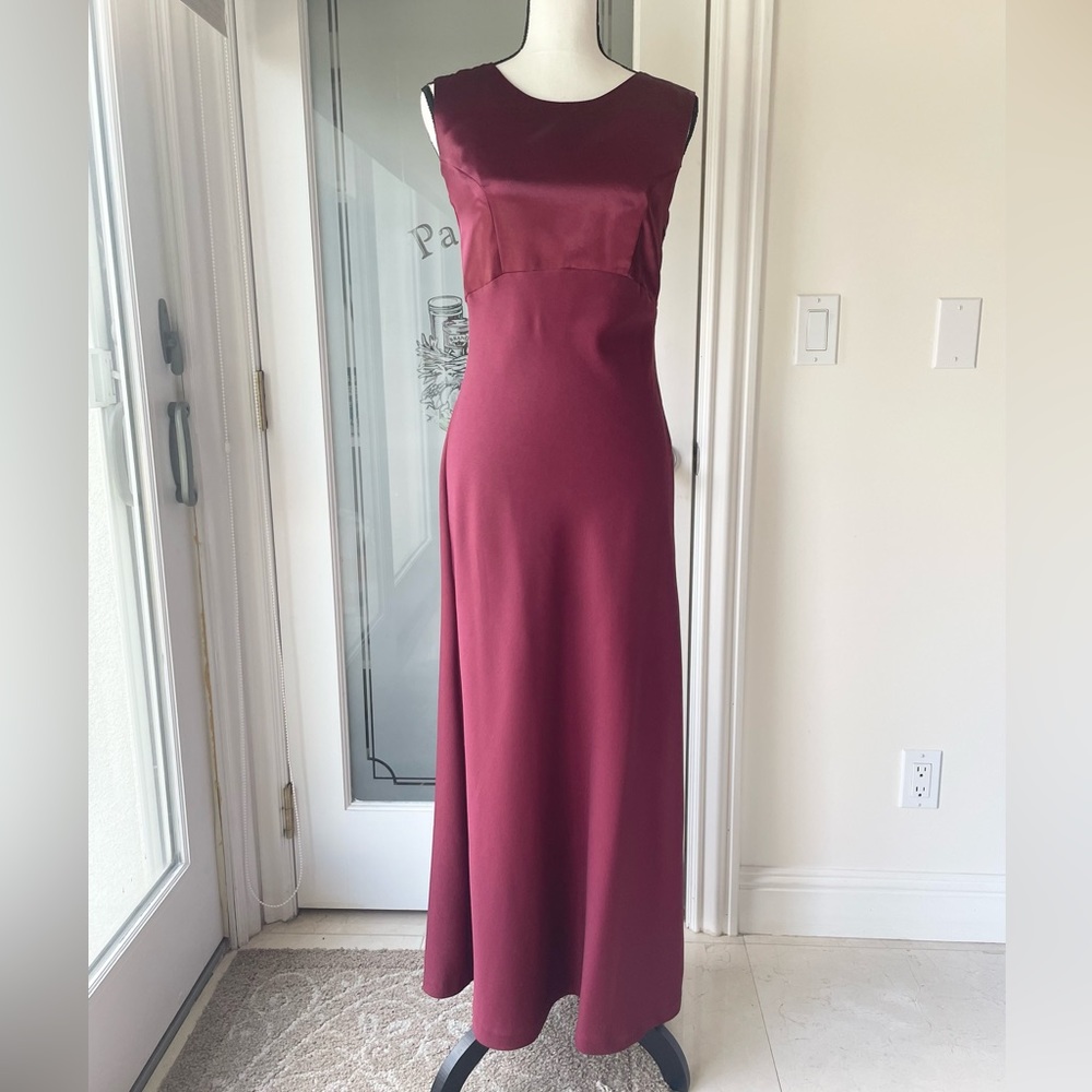 Vintage red maxi satin formal dress: size 6